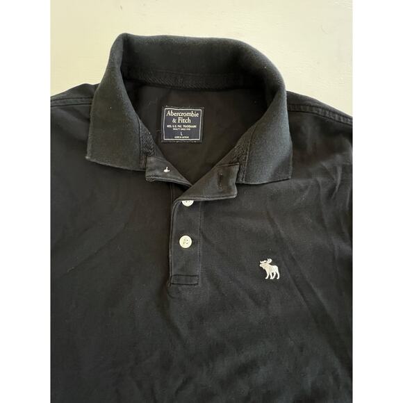 Lot Of 2 Abercrombie Fitch Polo & V Neck T-shirt Moose Mens Size Large Black - Picture 3 of 11